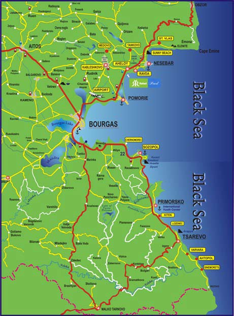 Map of Bulgarian Black Sea Coast
